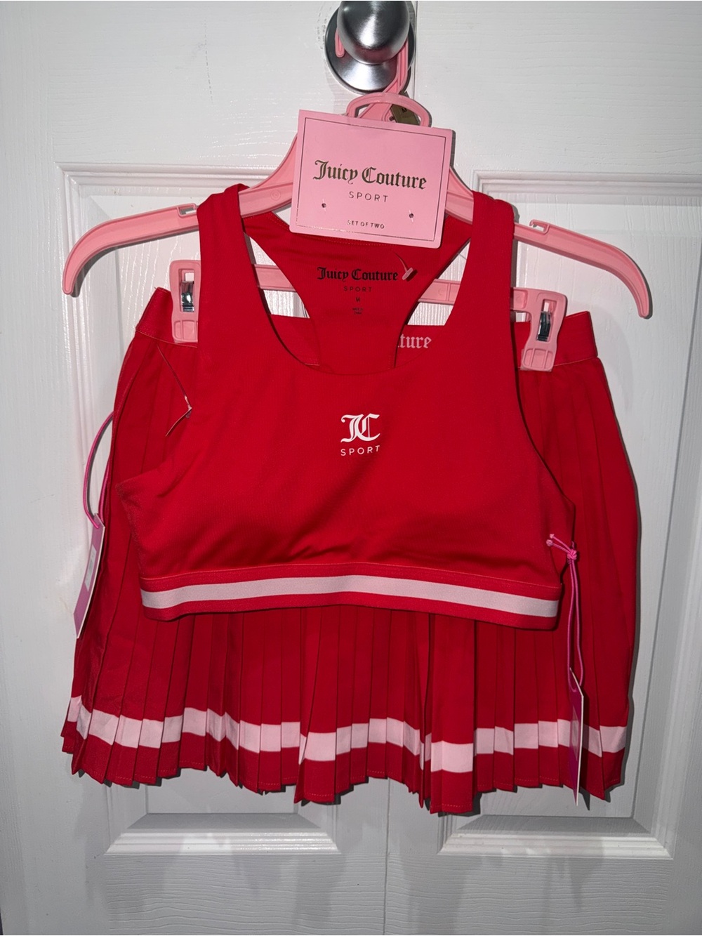 Juicy Couture Red Pleated Tennis Skirt with Matching Crop Top